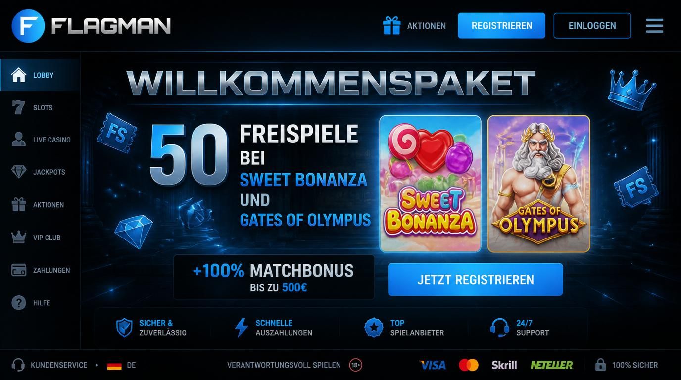 Ein Willkommensbonus wird prominent angezeigt