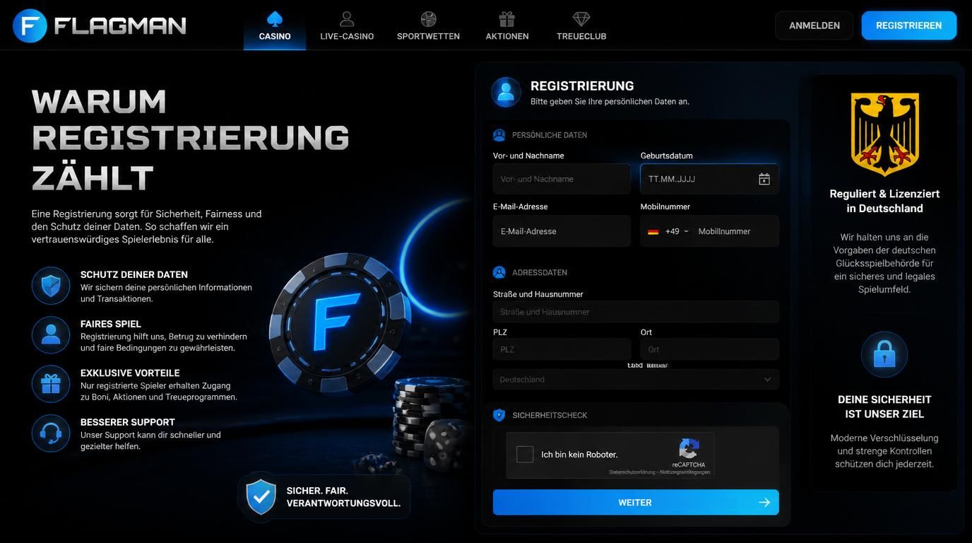 Spieler fĂŒllt Registrierungsformular mit Adresse und Ausweis aus